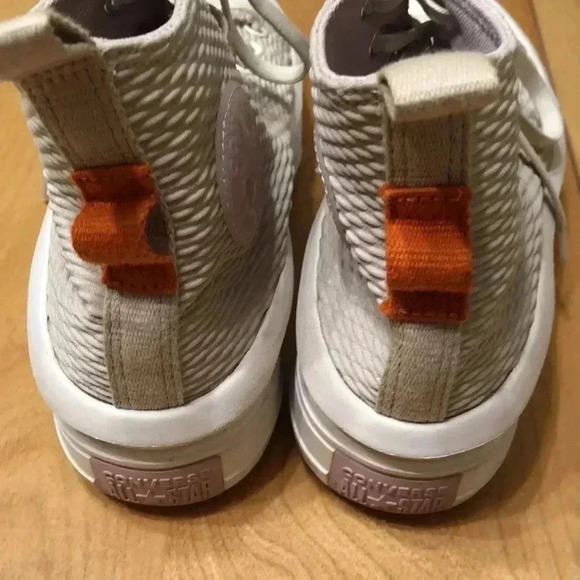 Converse Chuck Taylor all-star high top cream colored lace up platform sneakers. - Picture 4 of 7